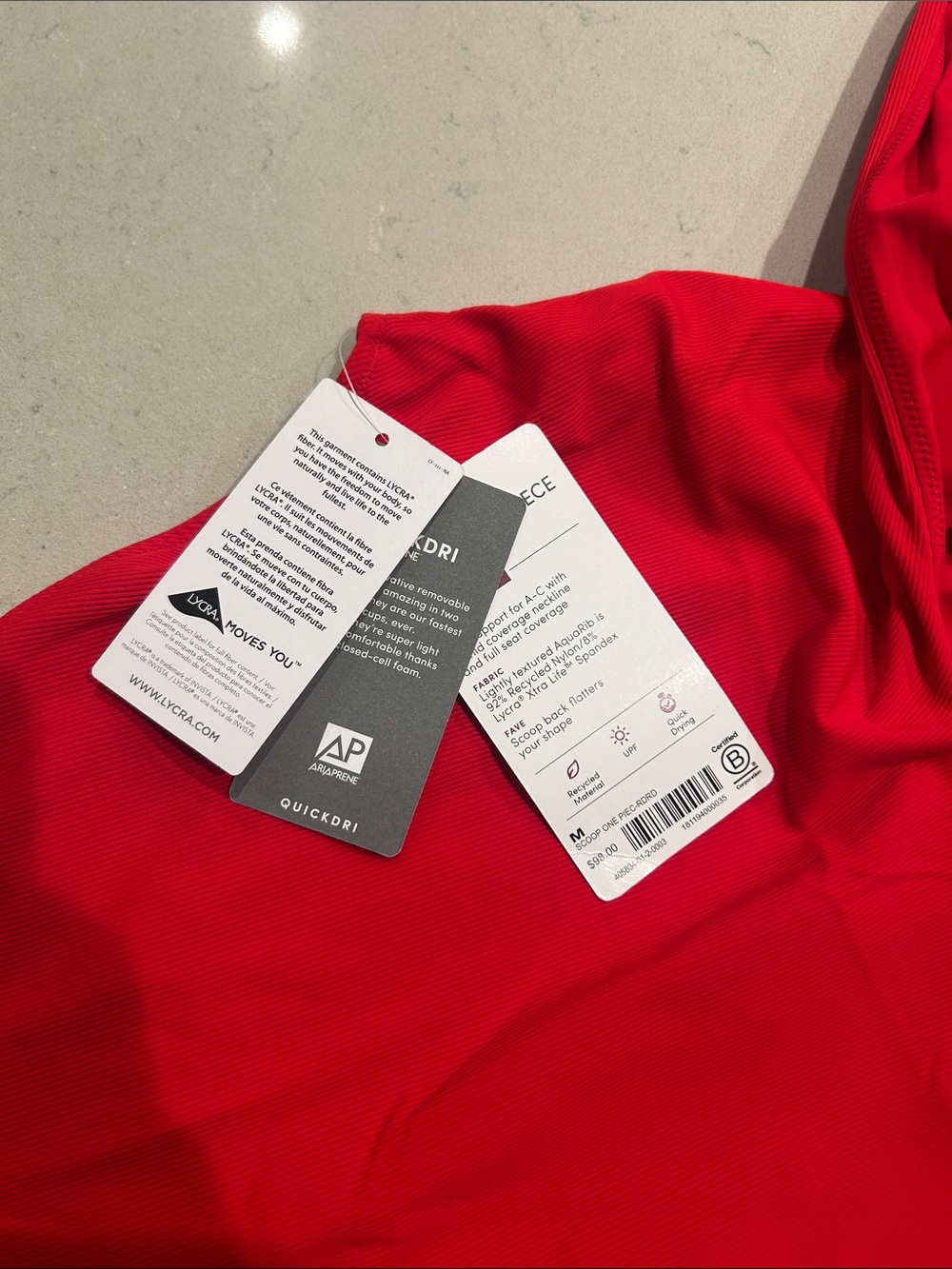 NWT Athleta scoop low back Bright Red One-Piece Swim Suit size Medium - Picture 4 of 4